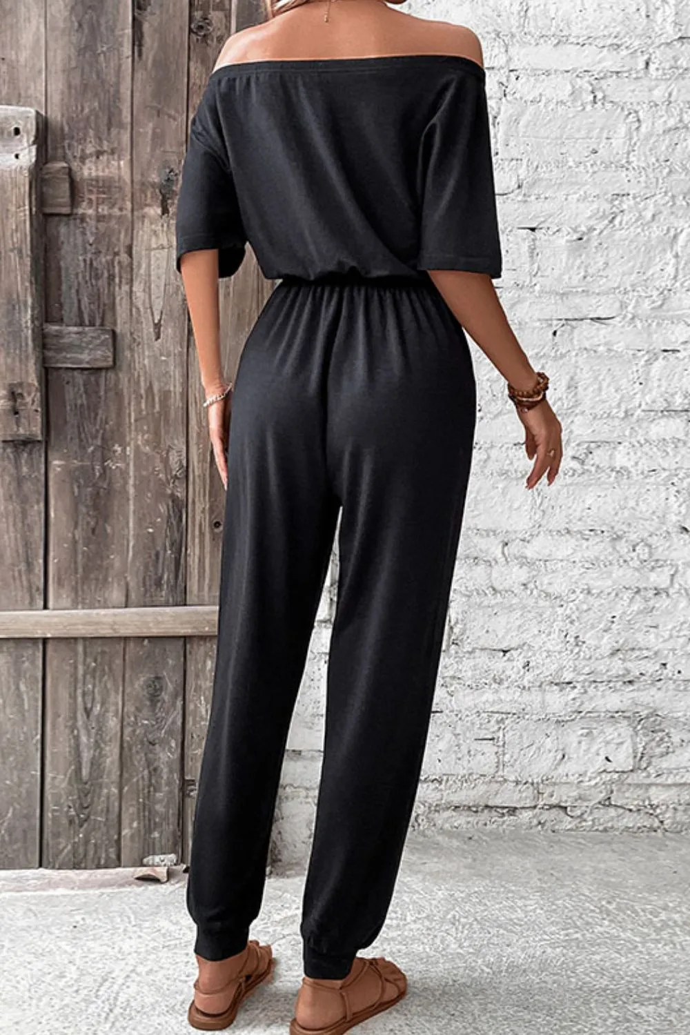 Off-Shoulder-Jumpsuit mit Taschen