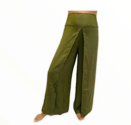 Open Leg Solid Color Boho Pants, Hippie Harem Pants, Beach Rayon Pants, Summer Slit Pants, Yoga Pants, Wide Leg Pants, Festival Clothing