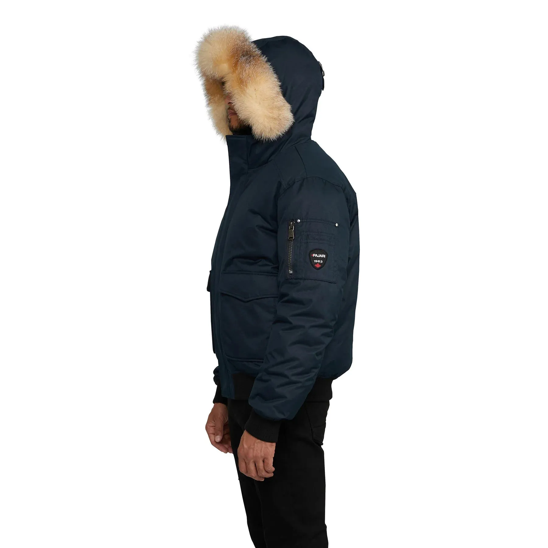 Pajar Mens Lucas Mens Bomber Real Fur Trim Hood - NAVY