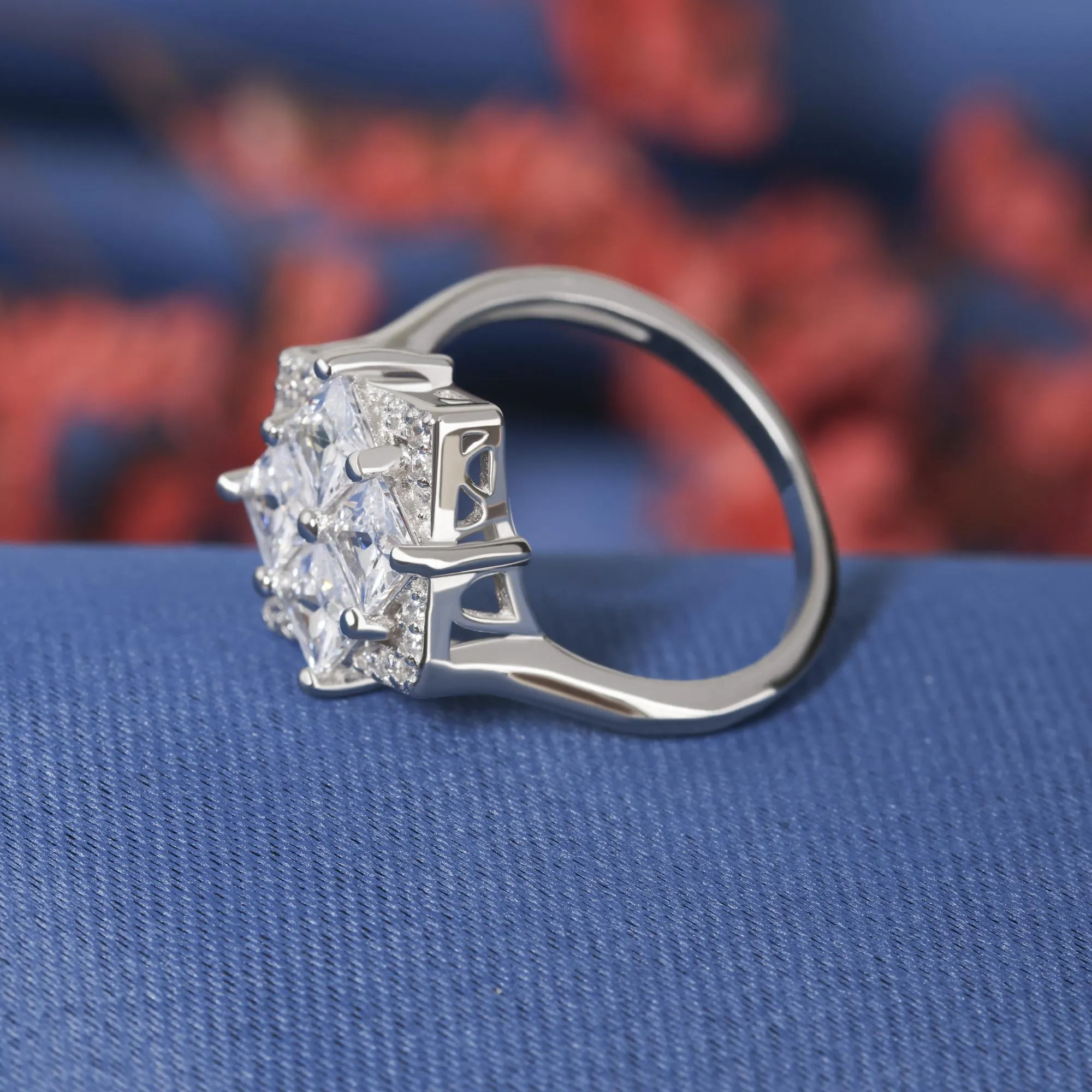 Princess Cut Engagement Ring, Princess Moissanite Wedding Ring set