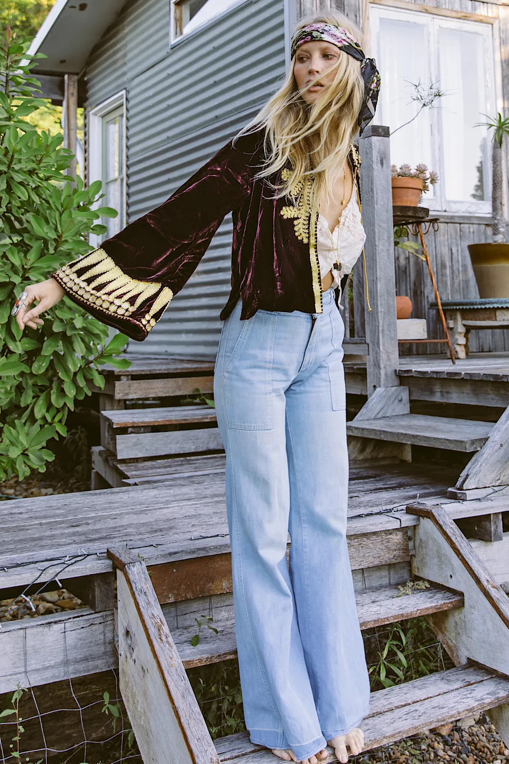 Queen Of Hearts Velvet Jacket - Garnet