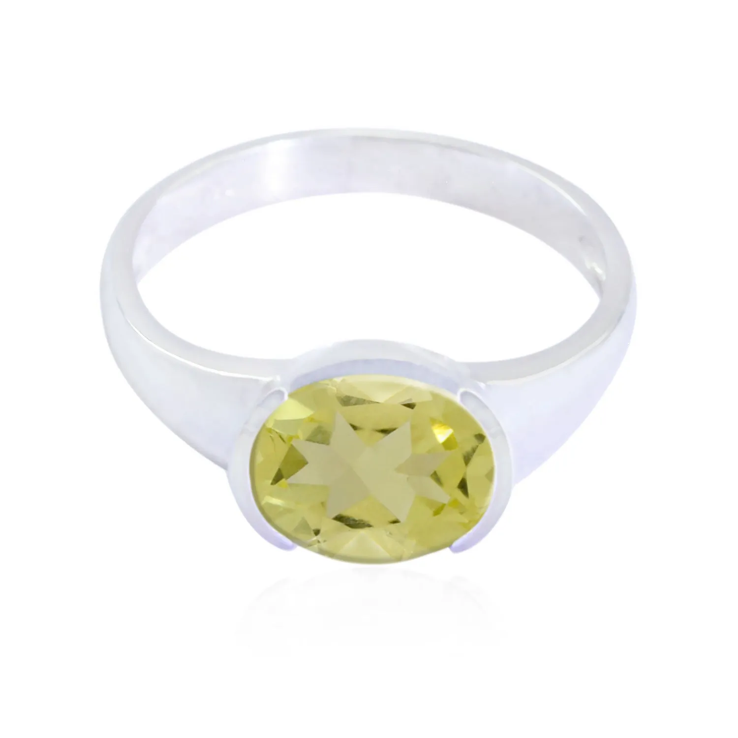 Riyo Chocolate-Box Gem Lemon Quartz 925 Silver Ring Teething Jewelry