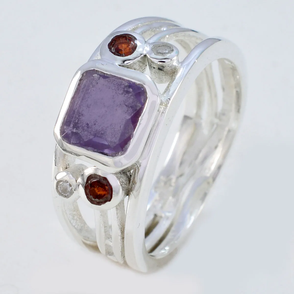 Riyo Comely Gemstones Amethyst 925 Silver Rings Expensive Jewelry