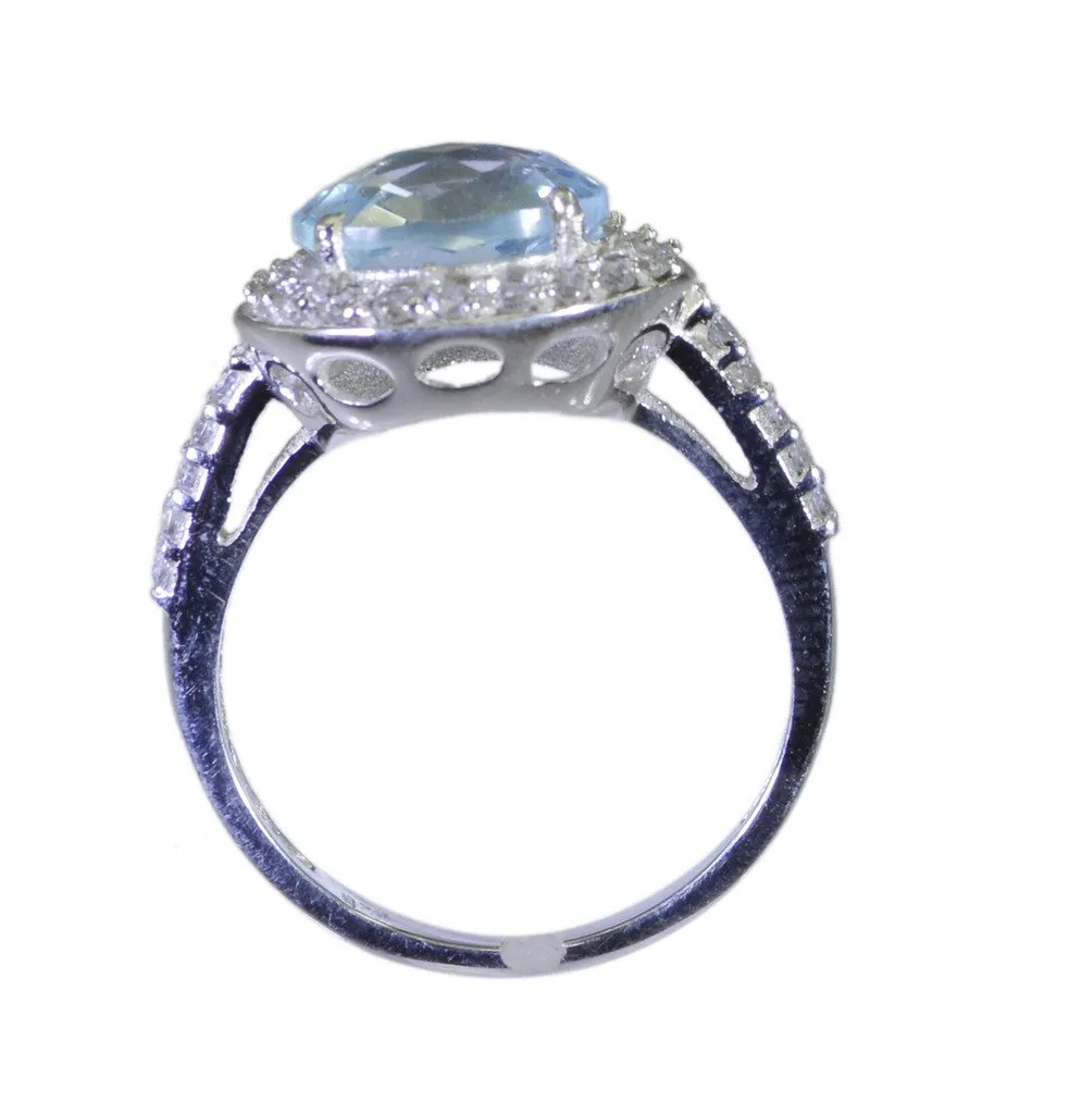 Riyo Drop-Dead Gemstone Blue Topaz Solid Silver Ring Most Jewellery