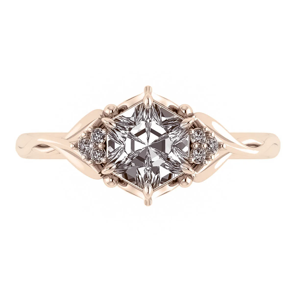 Roma | engagement ring setting for hexagon cut gemstone 6 mm