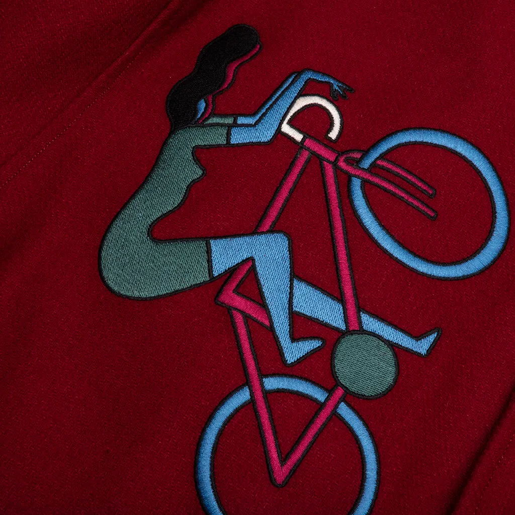 Run Sit & Bike Varsity Jacket - Dark Red