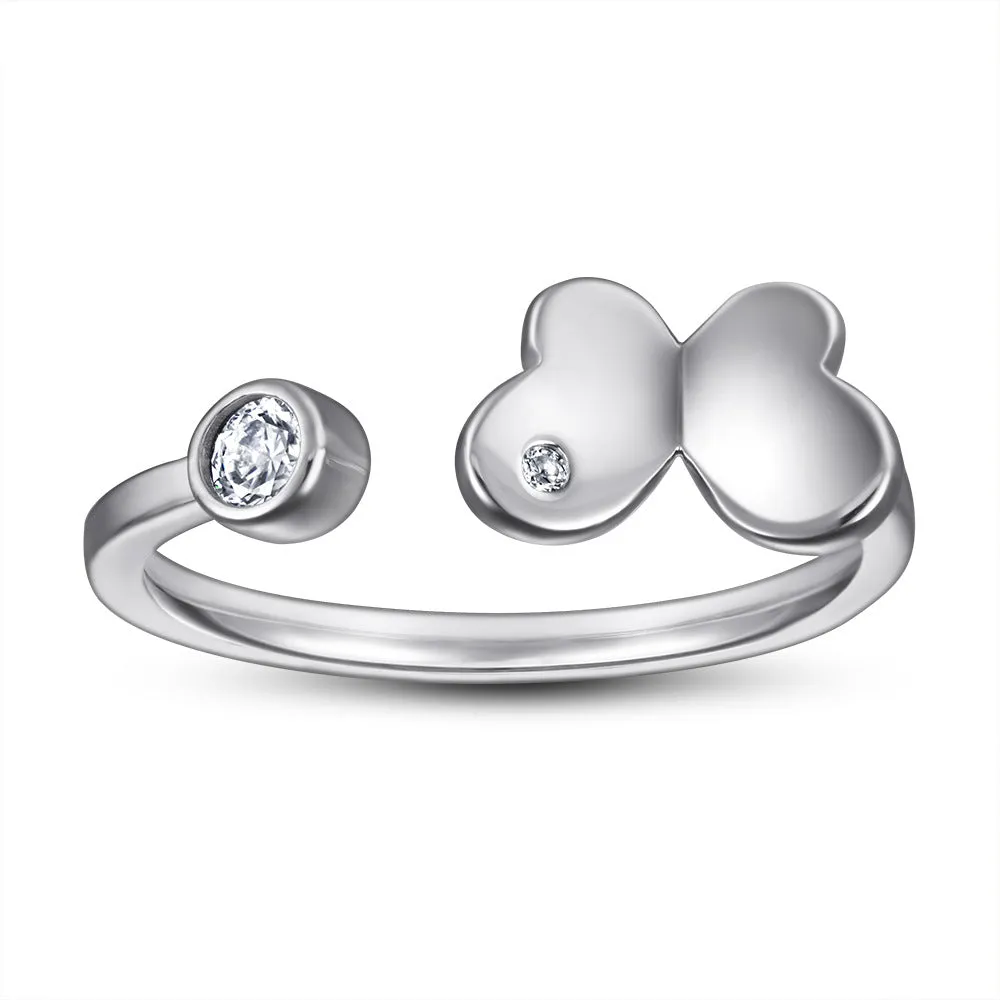 S925 Silver Butterfly Adjustable Opening Plain Ring