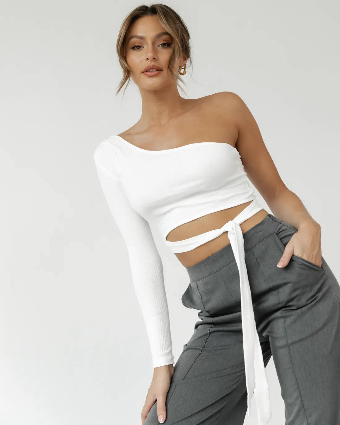 Samaya One Shoulder Top (White)