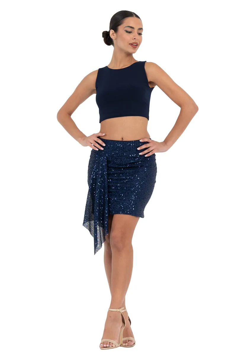 Sequinned Mini Skirt With Front Panel