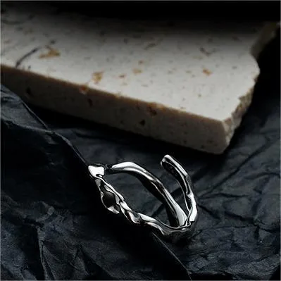 Silver Irregular Convex Drip Enamel Band Ring