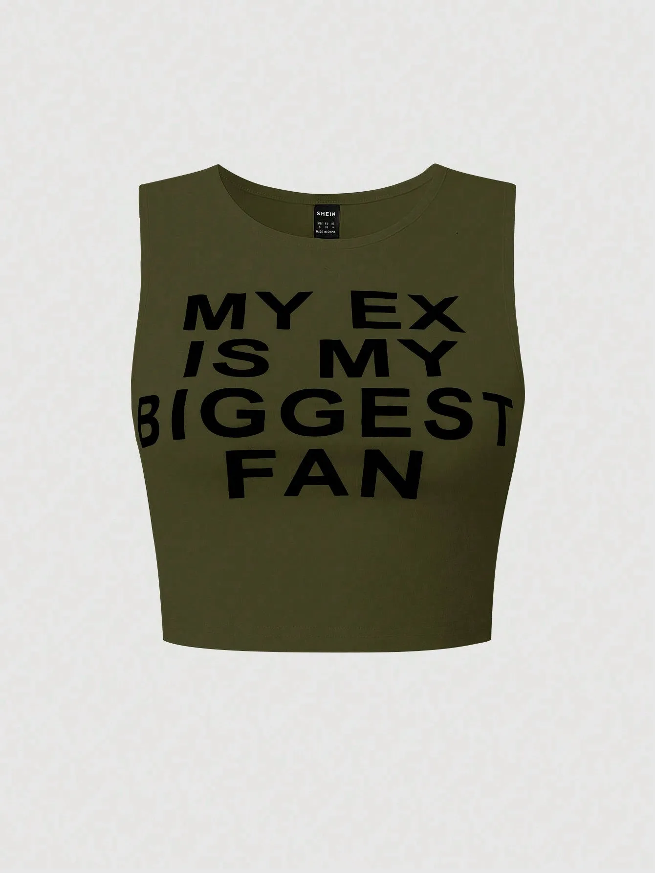 Slogan Graphic Crop Tank Top