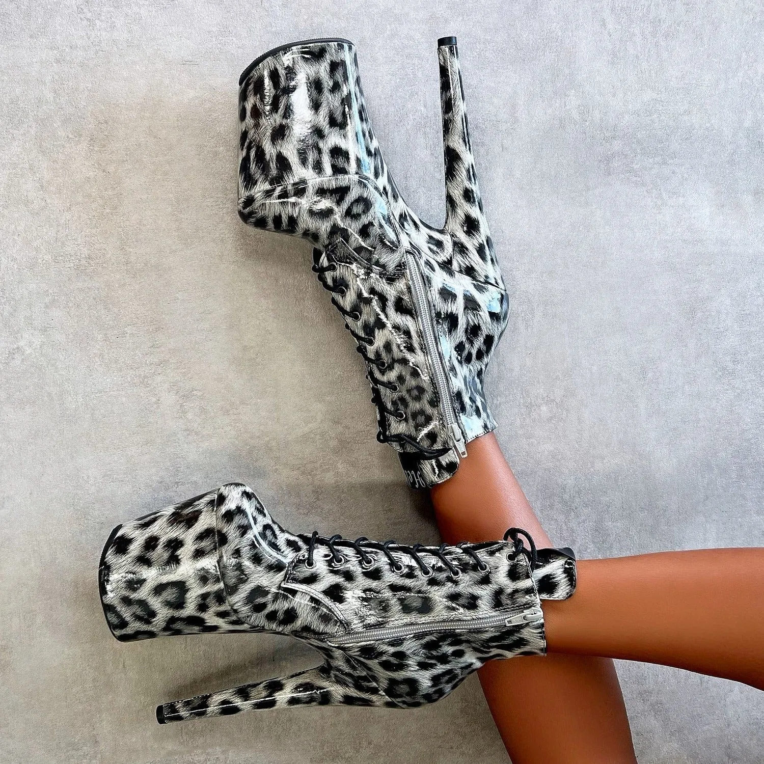 Snow Leopard Ankle Boot - 8 INCH