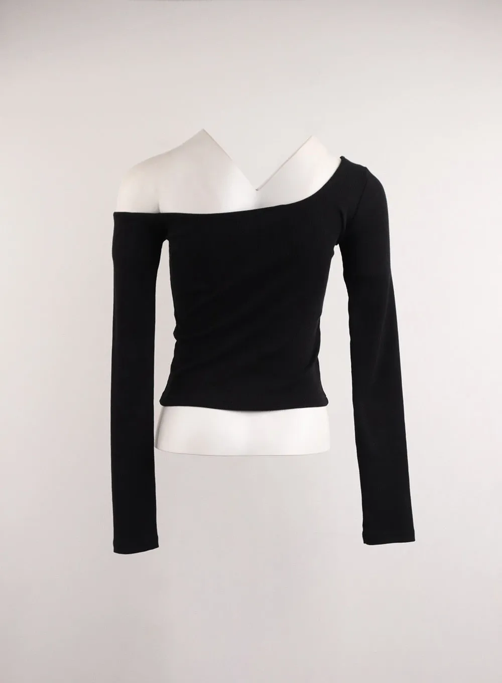 Solid Off-Shoulder Long Sleeve Top CJ415