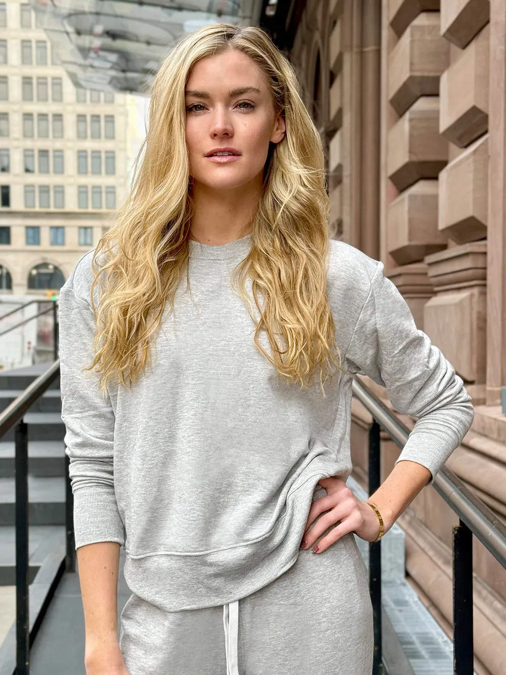 SPLITS59 HEATHER GREY SONJA FLEECE SWEATSHIRT