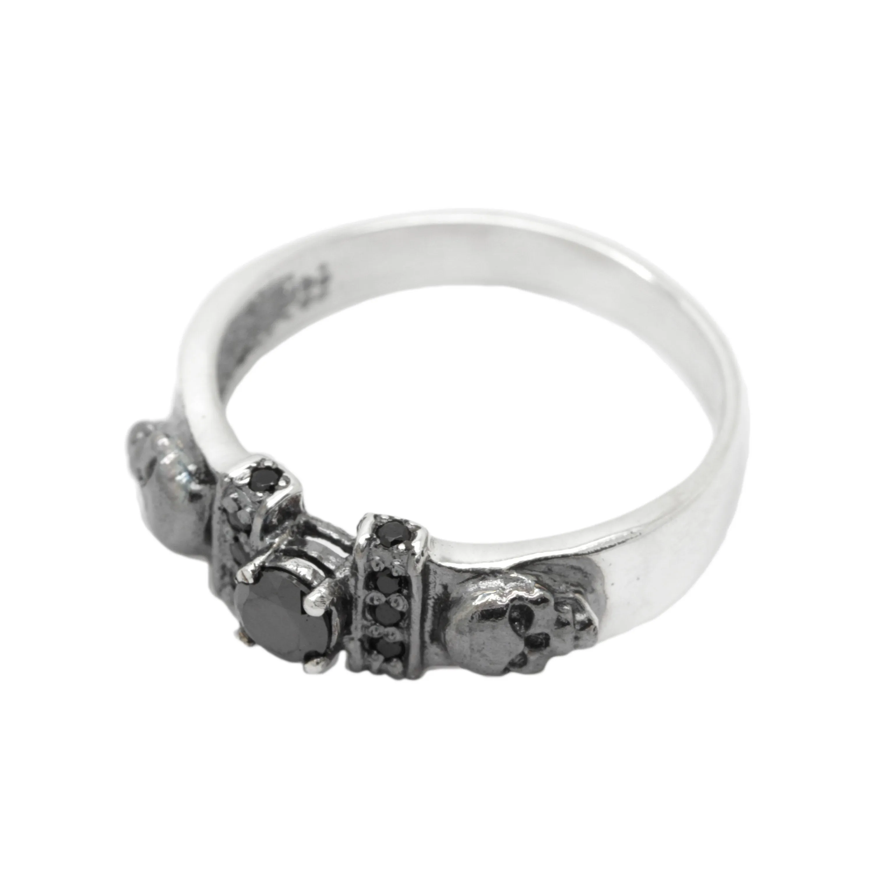 Sterling Silver Dark Gothic Skull Engagement Ring, Skull Wedding ring, Skeleton Simple Ring