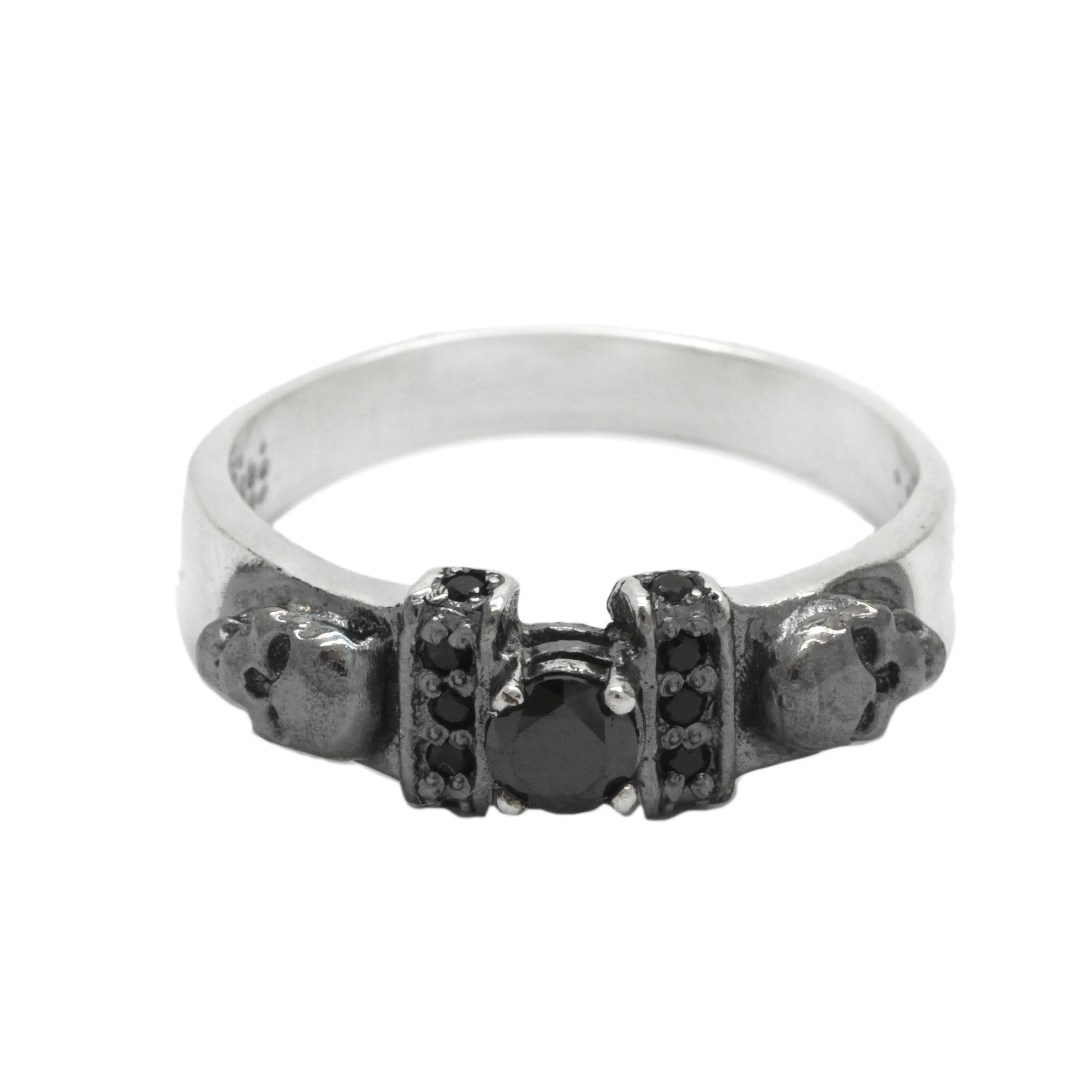 Sterling Silver Dark Gothic Skull Engagement Ring, Skull Wedding ring, Skeleton Simple Ring