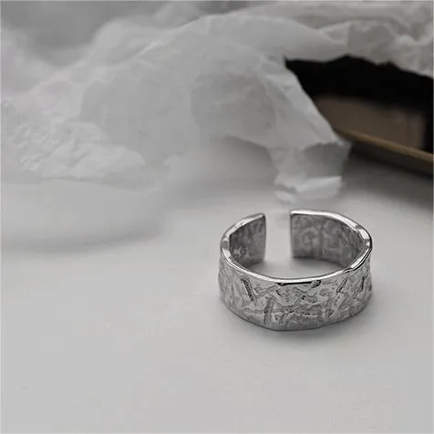 Sterling Silver Irregular Textured Band Ring for Women