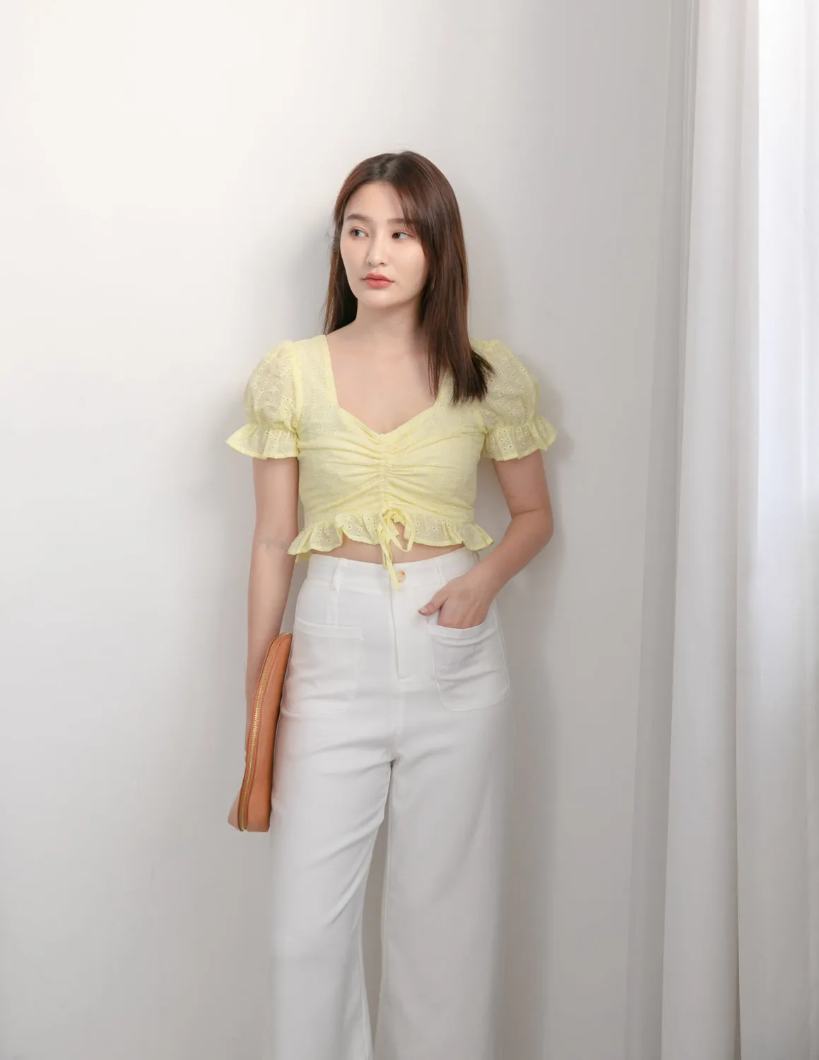 Tammy Eyelet Top in Yellow