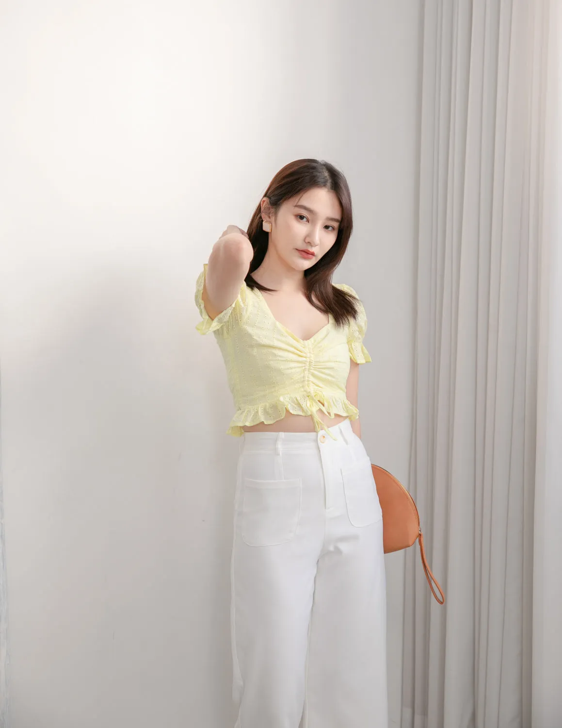 Tammy Eyelet Top in Yellow