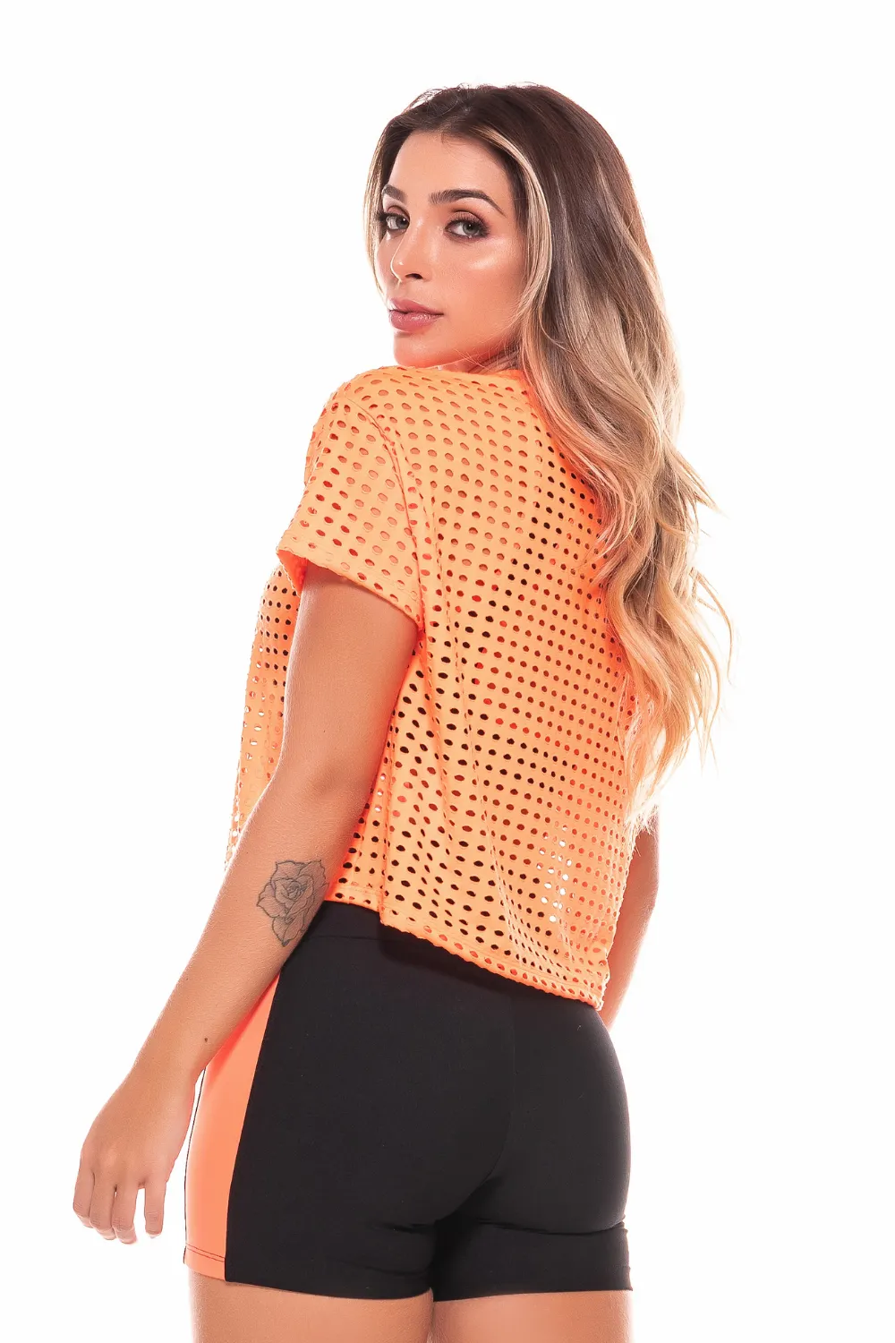 Tangerine Cut out Workout Crop Top