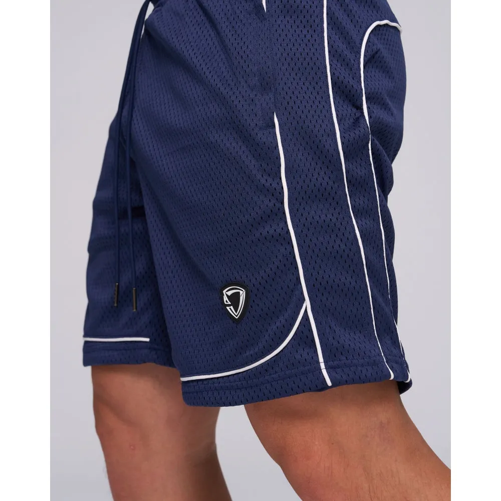 TEAMJOINED JOINED D-MESH PIPING SHORTS-DARK BLUE