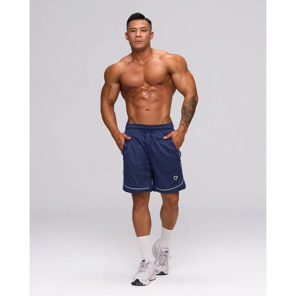 TEAMJOINED JOINED D-MESH PIPING SHORTS-DARK BLUE