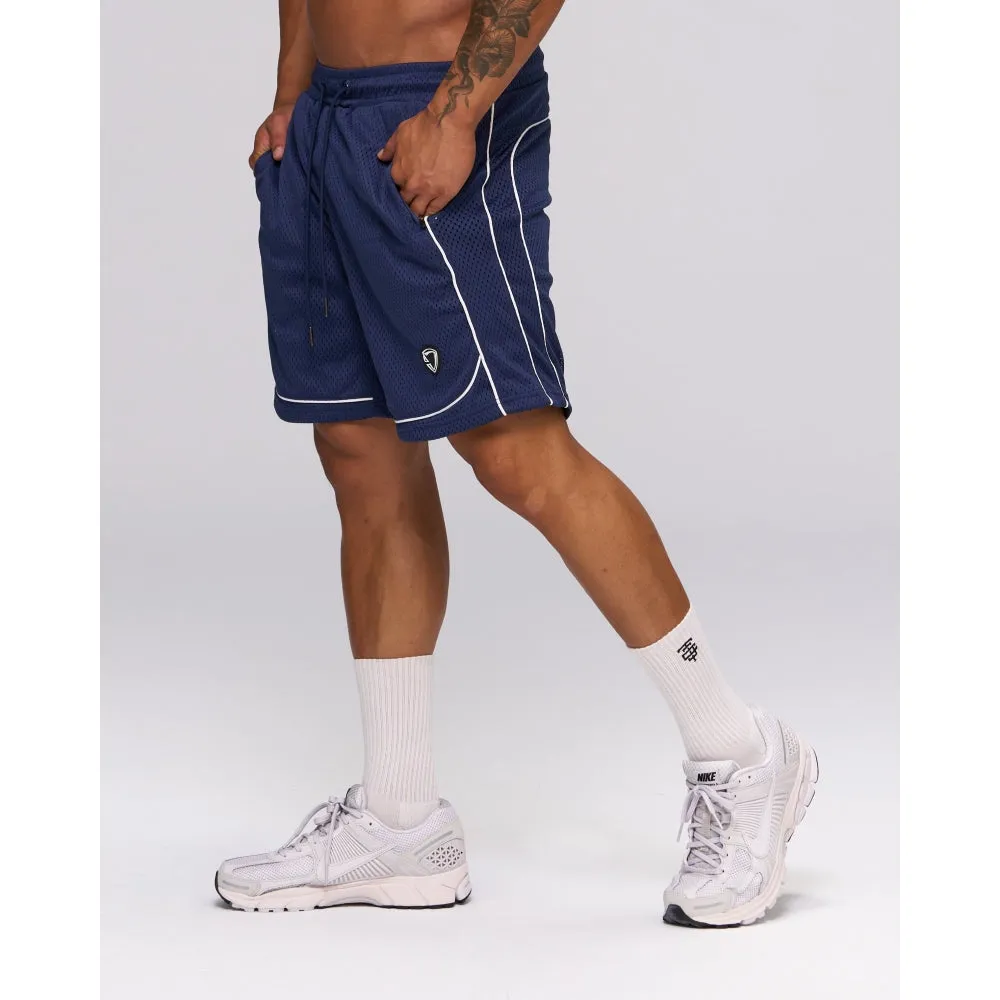 TEAMJOINED JOINED D-MESH PIPING SHORTS-DARK BLUE