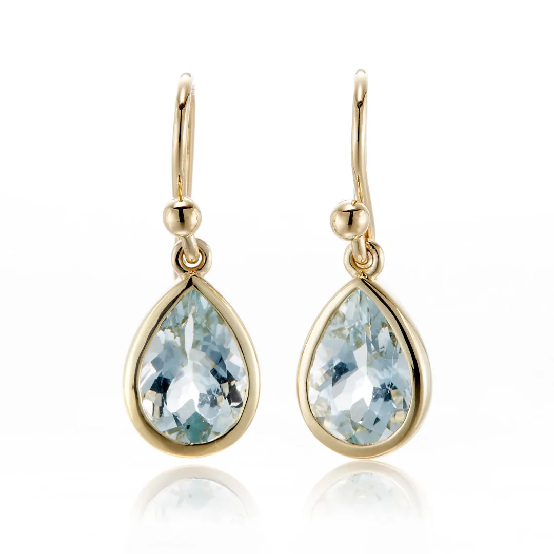 Teardrop Earrings in Aquamarines