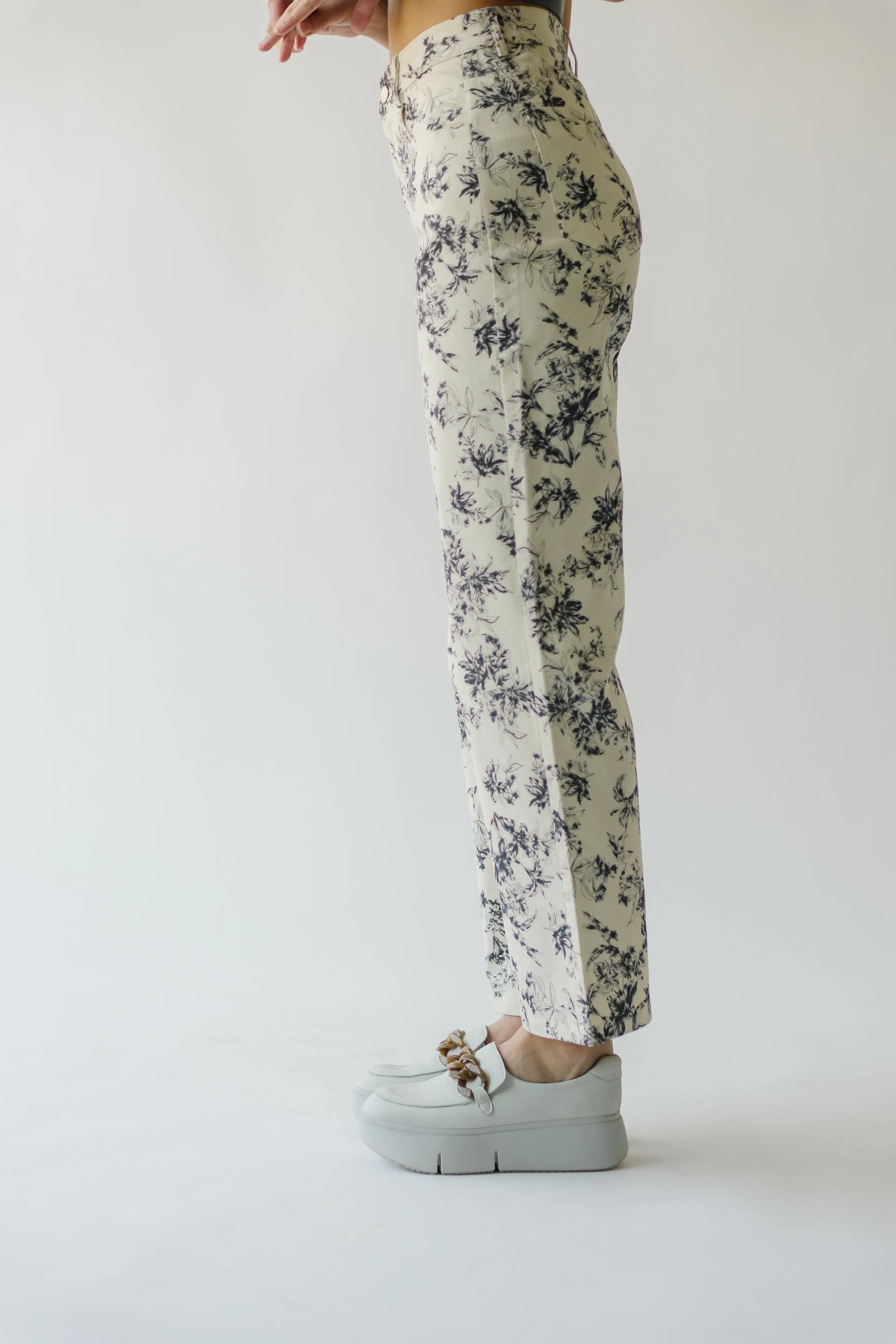 The Castana Watercolor Floral Pant in Ivory