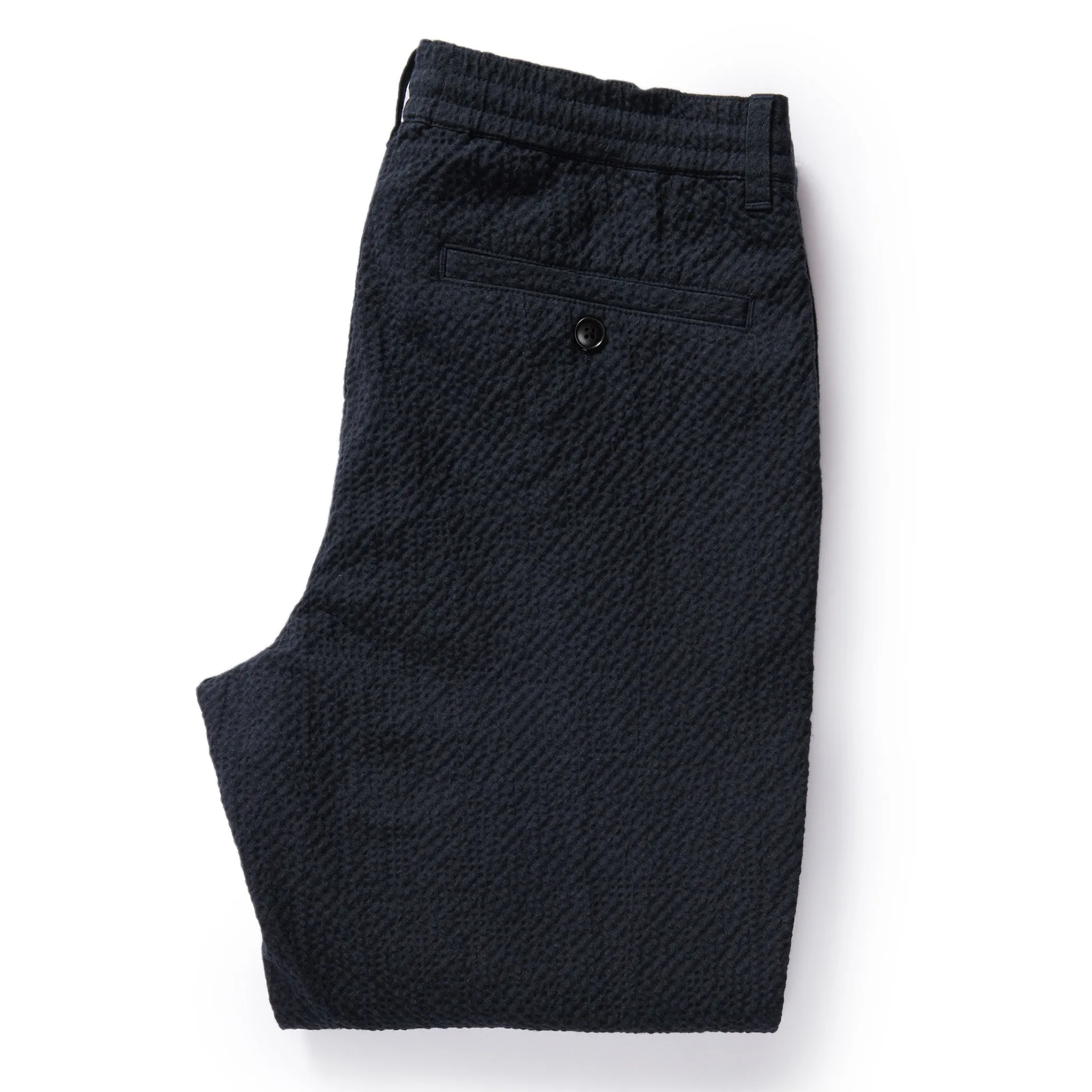 The Easy Pant in Heather Navy Seersucker