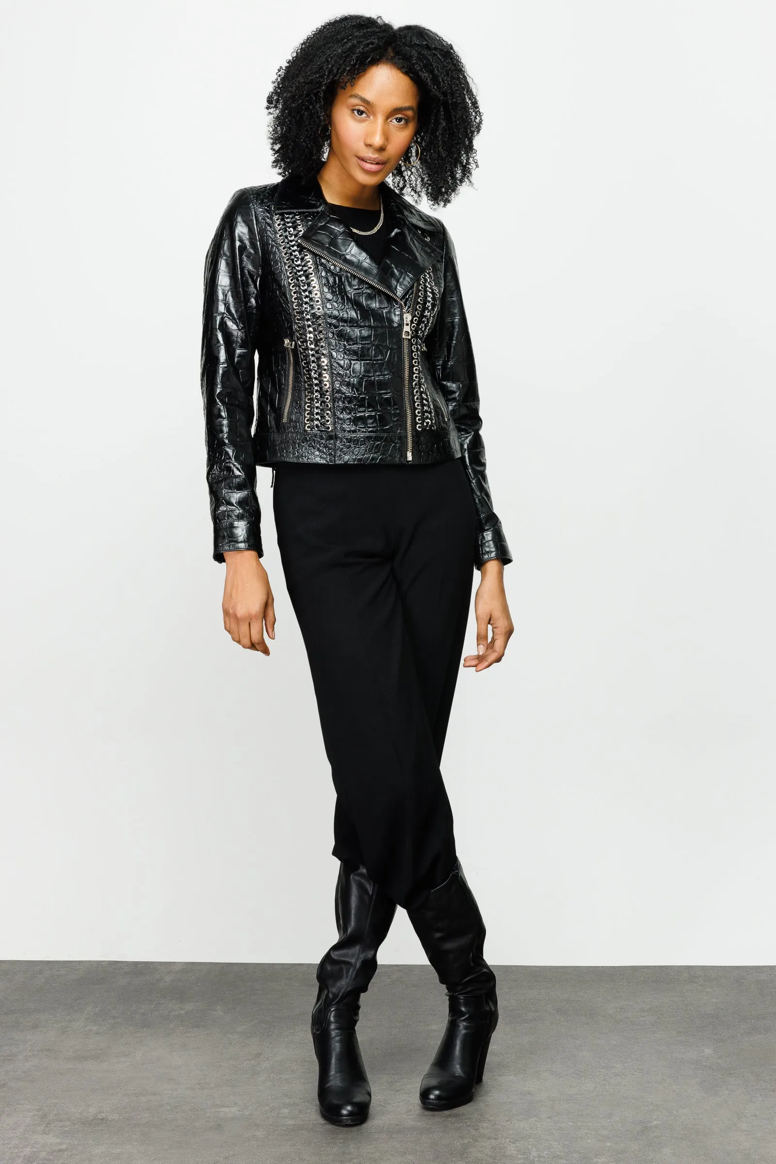 The Lante Black Leather Women Jacket