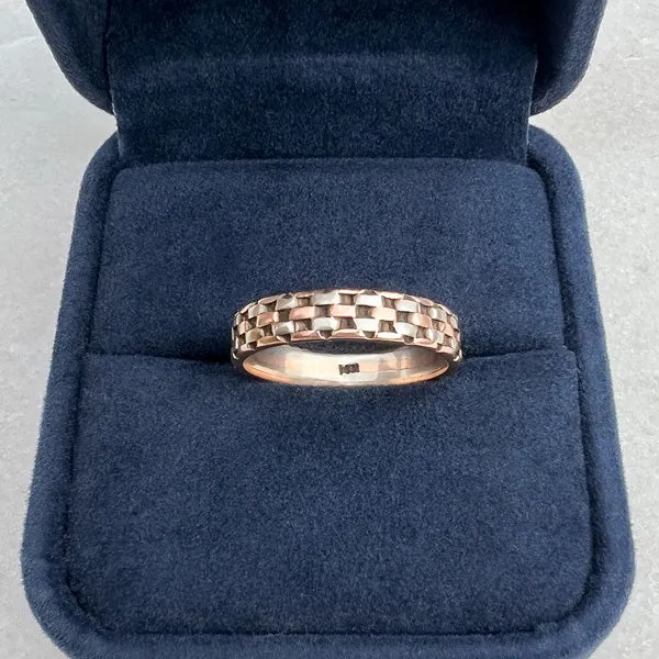 Vintage Two Toned Wedding Band Ring, Size 6 1/2