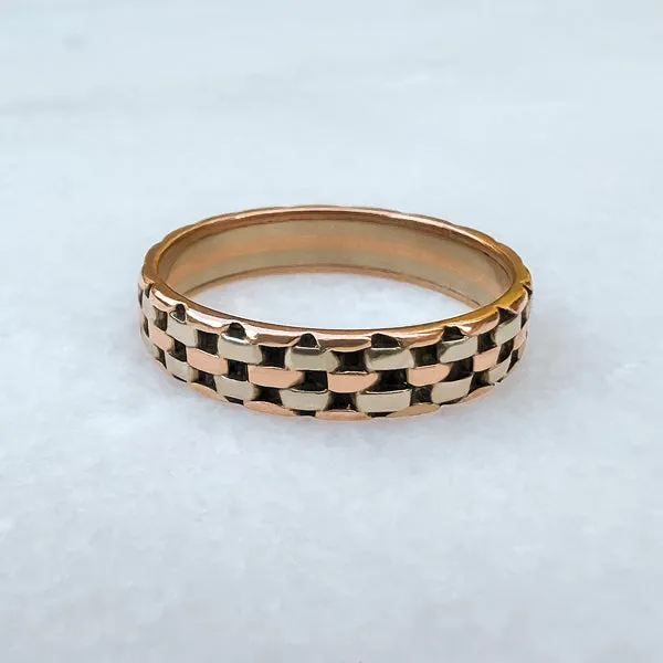 Vintage Two Toned Wedding Band Ring, Size 6 1/2