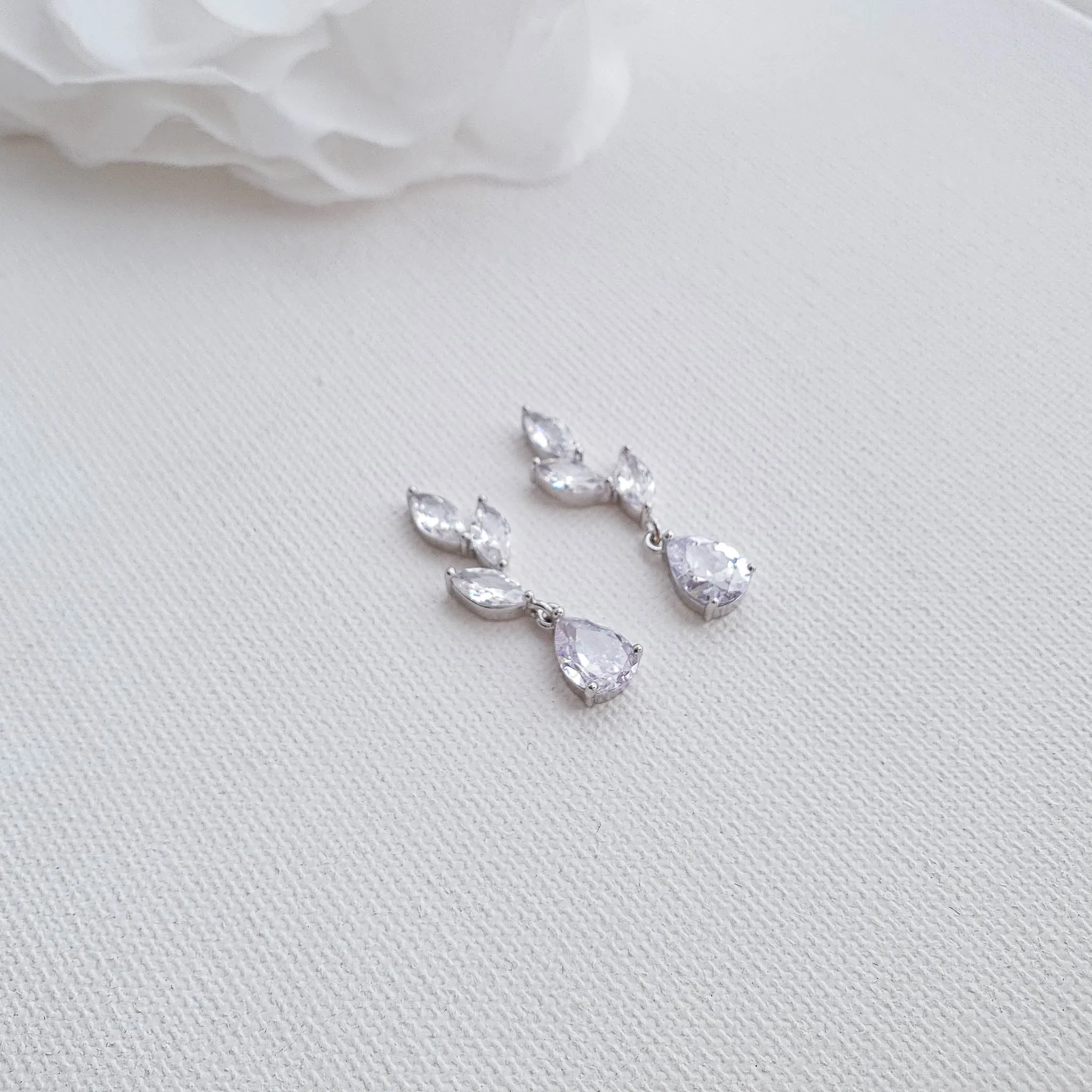 Wedding Leaf Bracelet and Earrings Set in Silver-Taylor