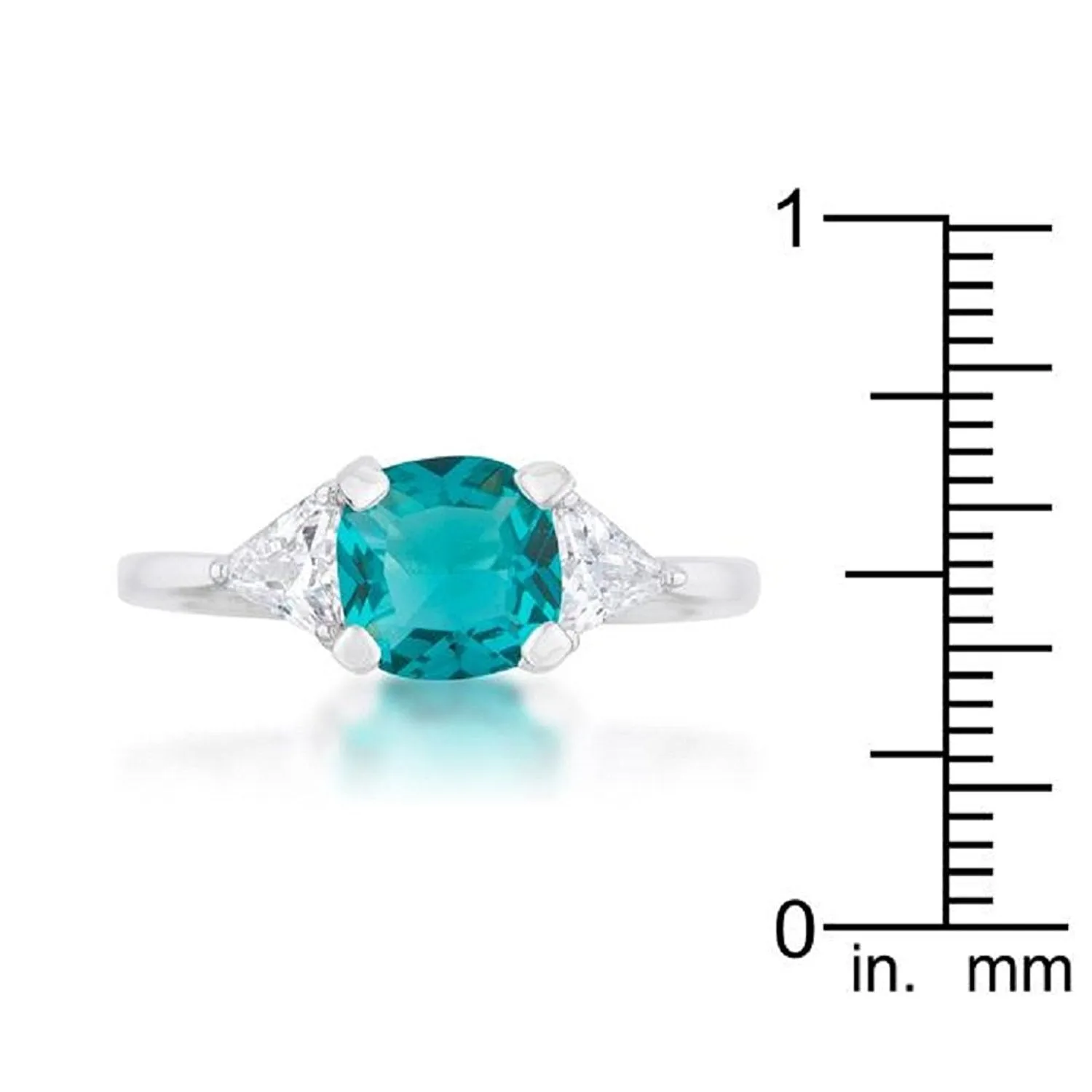 WildKlass 1.8ct Aqua CZ Rhodium Plated Cushion Classic Statement Ring