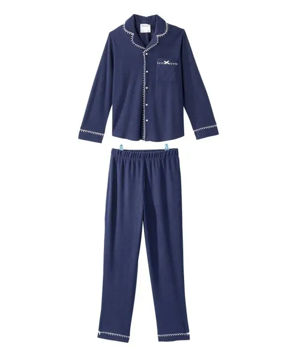 Women's Knit Pajama Set With Back Overlap Top & Pull-on Pant