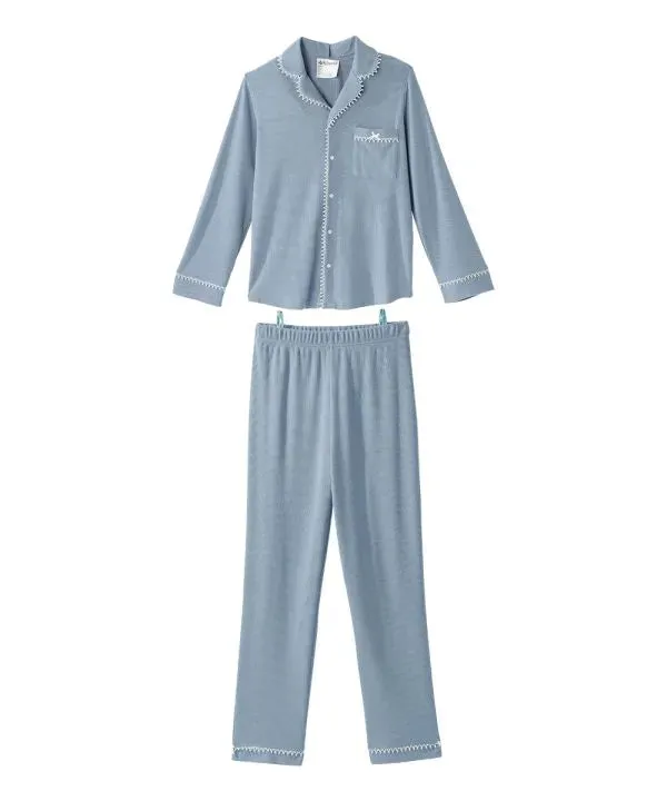 Women's Knit Pajama Set With Back Overlap Top & Pull-on Pant