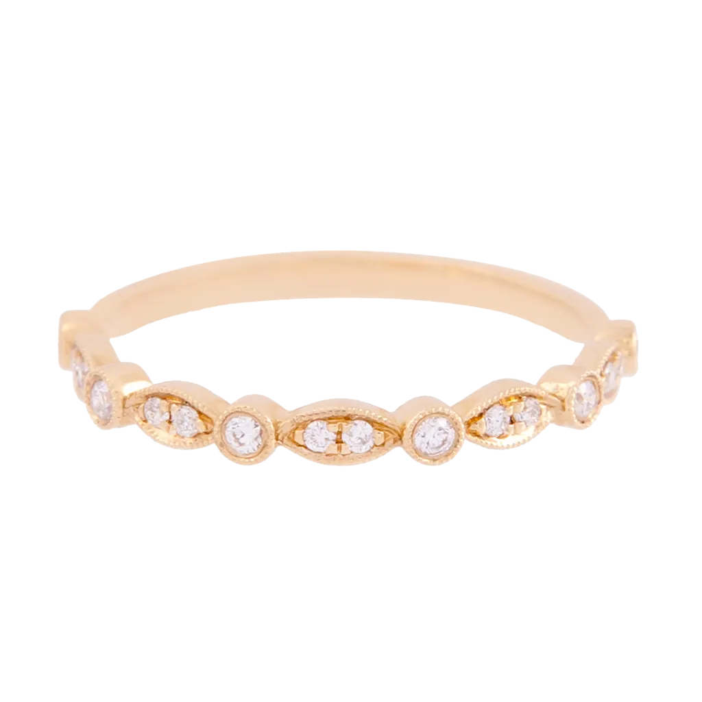 Yellow Gold Marquise and Round Diamond Band